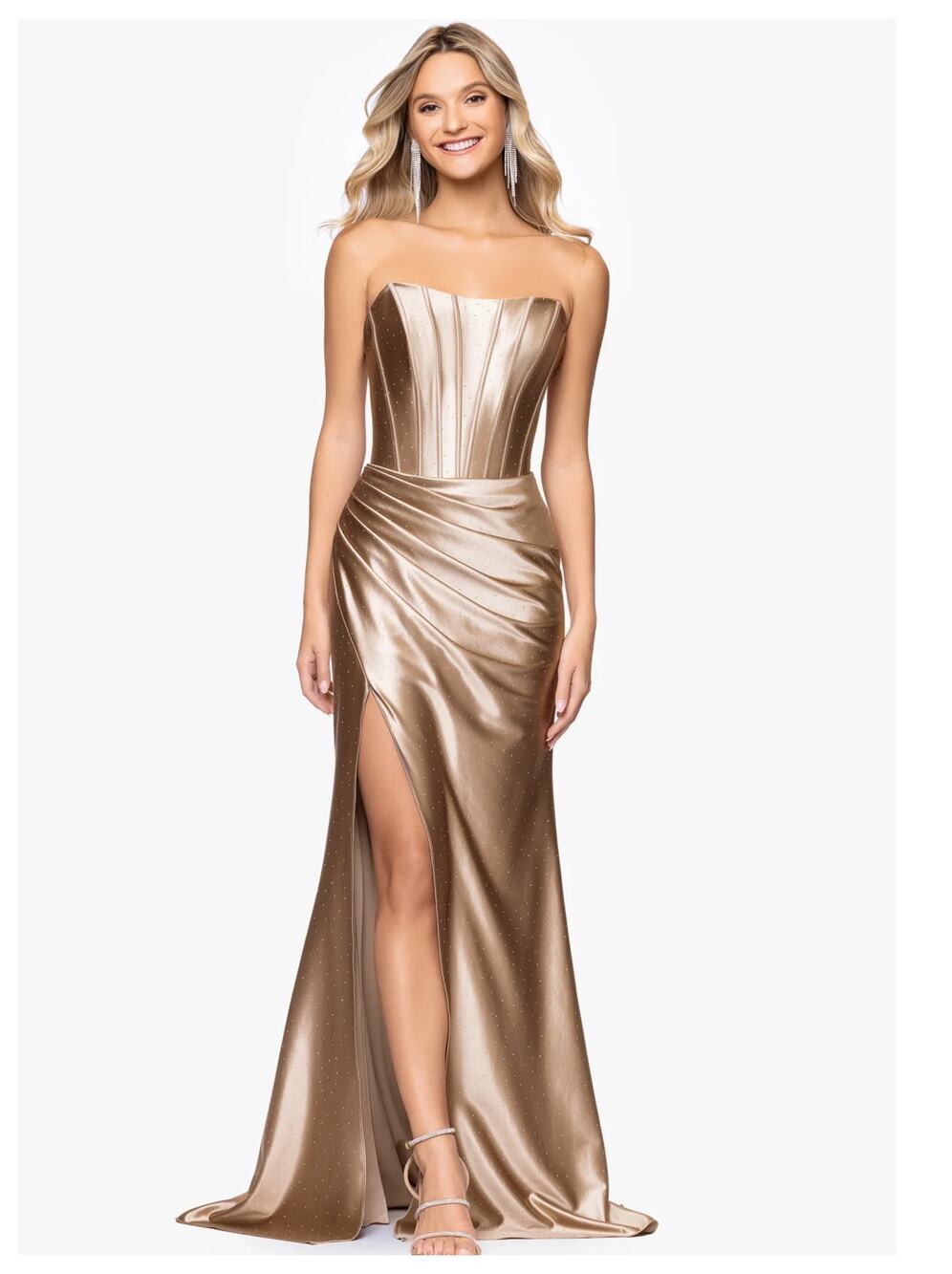 NEW Betsy & Adam Kenya Satin Strapless Corset Gown Size 4